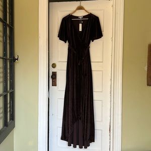 Baltic Born Chocolate Brown Andi Ribbed Velvet Wrap Dress womens sz XXL